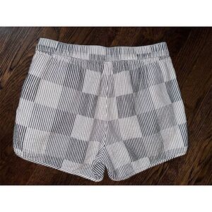 Madewell Women's XS Pull-On Striped Check Shorts Gray‎ Elastic Waist Casual